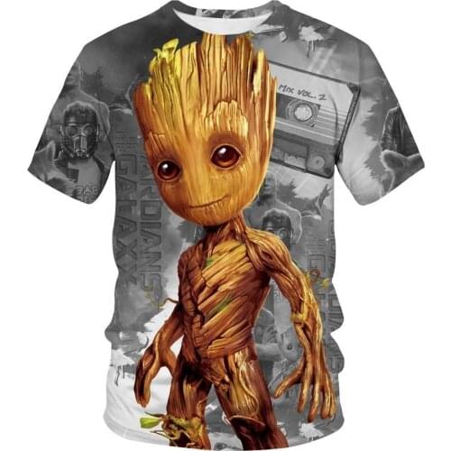 Mens T-shirt Galaxy Guards GROOT Summer Unisex 3D T-shirt Printed T-shirt Harajuku Childrens Casual T-shirt