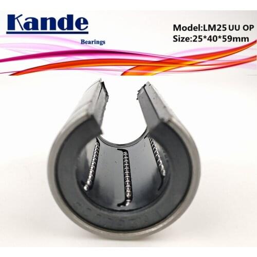 Kande Bearings 1pc LM25OP LM25UUOP LM25UU OP Linear bearings Open Type CNC Linear Bushing LM25OP 25*40*59MM