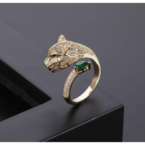 Personality Leopard Head Design Resizable Ring Hip hop Punk Wedding Rings Gold/Silver Color for Women men Jewelry Gifts