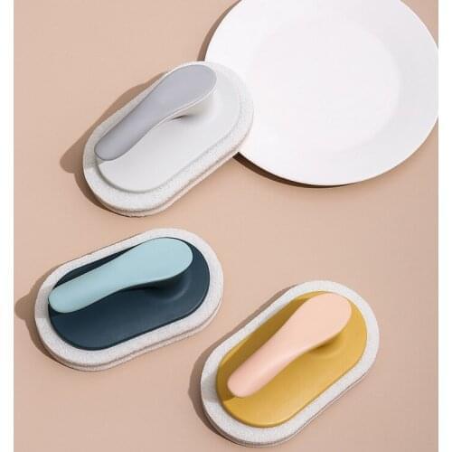 Kitchen Sponge Brush with Handle Multi-purpose Scrubbing Sponge Powerful Quick Cleaning Decontamination Brush TS2