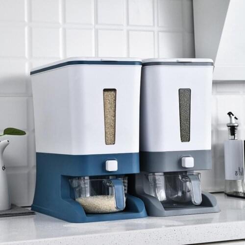 HIPS 12 Kg Practical Large Cereal Dry Food Storage Container PP Rice Storage Container Press Effortlessly for Household