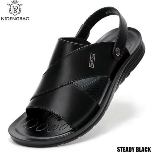 Summer Genuine Leather Men Sandals Fashion Mens Shoes Breathable Comfortable Walking Footwear Outdoor Beach Sandals Slippers