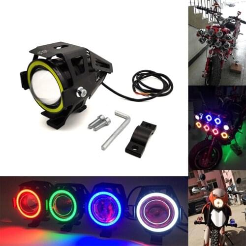 Motorcycle Headlight Devil Eye 3000LM Moto Spotlight U7 LED Driving Fog Spot Head Light Decorative Lamp for Motorcycle 2021 125W