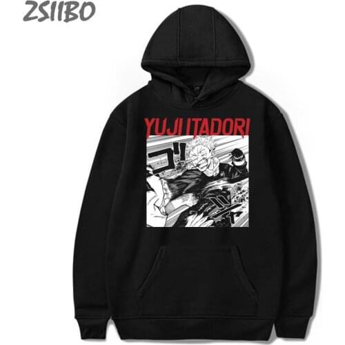 Male Hooded Jujutsu Kaisen Harajuku Unisex Hoody Japanese Anime Cloth Yuji Itadori Print Hip Hop Mens Sweatshirt Streetwear Tops