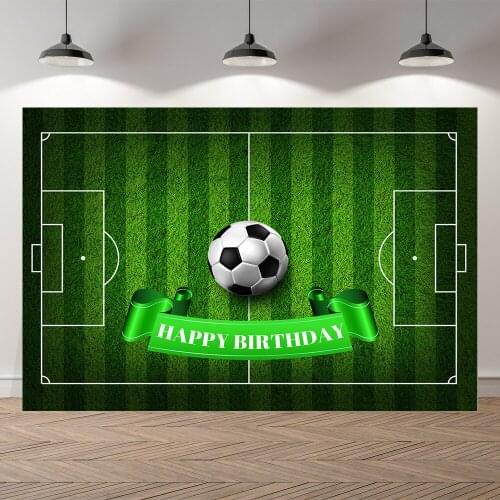 Neoback Customized Football Soccer Field Stadium Grassland Baby Birthday Boy Backdrop Vinyl Photography Background Photo Studio