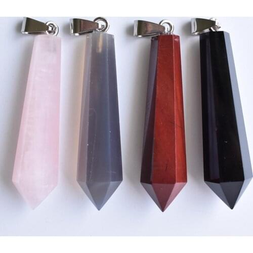 2020 New fashion mixed natural stone hand made pillar pendulum pendants 12x54mm for jewelry making 4pcs/lot wholesale