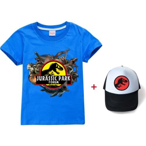 New Spring Autumn Children Jurassic Park Cartoon Kids 2-16Y Long-sleeved Hooded Sweater Set+Cap Boy Girl Sports Leisure Clothing