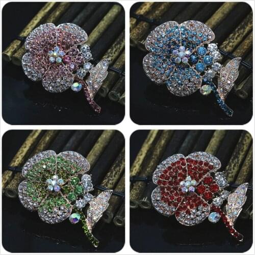 New original design lovely rose gold-color sunflower brooches rhinestone crystal girls clothes unique pins jewelry 45*66mm V