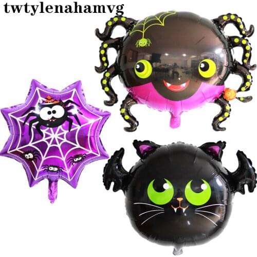 New Halloween Cartoon Animal Spider Bat Pattern Aluminum Foil Self-Sealing Inflatable Balloon Theme Party Decoration Wholesale