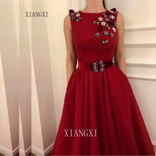 New Arrival Red Long evening dress 2020 Crystals Beaded Dubai Arabic Evening dresses Ever pretty Party gown vestidos de noche