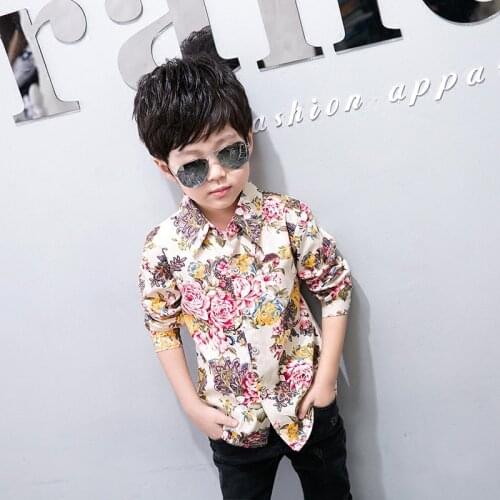 Baby Boy Clothing Spring Autumn Long Sleeve Shirt Cotton Floral Shirt Baby Boy Clothes Christmas Day Gift