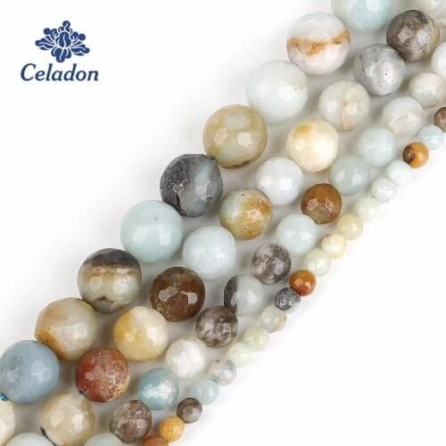 Wholesale 15'' Natural Dull Polish Matte Amazon Stone Beads Round Loose Spacer Bead For Jewelry Making DIY Bracelet 4/6/8/10mm