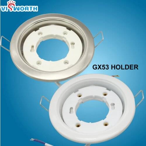 High-quality GX53 Lamp Bases With 10cm Wire AC 220V 2.5A Circular Iron White Silvery Body GX53 Lamp Holder For GX53 Cabinet Lamp