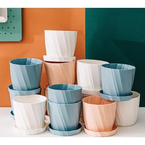 INS Style Nordic Simple Imitation Ceramic Flower Pot Plastic Succulent Flowerpot Modern Small Gallon Planter Home Decoration
