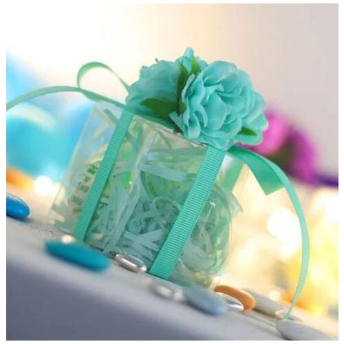 Clear PVC Favour Boxes Wedding Birthday Party Candy Box Macaron Cake Engage 3 Flowers Ribbon Square Gift Box festive supplies