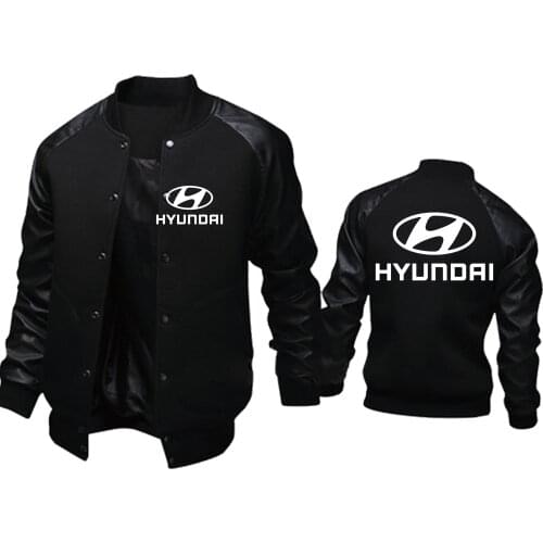 New Spring Autumn Mens pullover Hyundai Motor Car Logo Print Splicing Fashion Harajuku hip hop Casual Mens jackets Wear