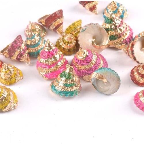 5pcs Mix Colour Seashells For Crafts Accessories Home Decor DIY Gold Plated Natural Shell Handmade Pendant tr0337