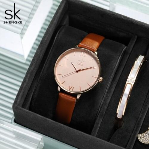 Shengke Fashion Women Watch Gift Set(Women watch+Necklace+Earring+Bracelet)