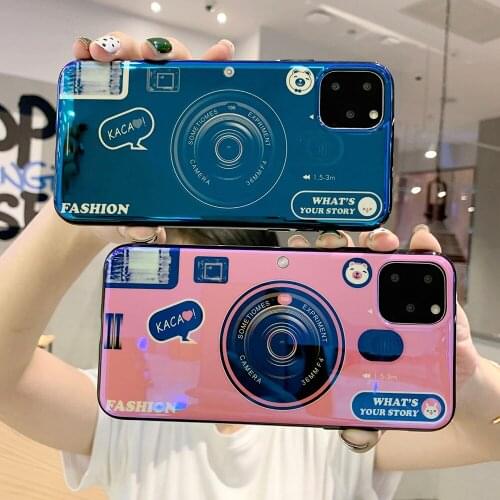 Camera Silicone Phone Case For iPhone 11 Pro X XR XS Max 7 8 Plus Cover Case Luxury Blue Ray Cute For iPhone 5 6 6S Plus Case