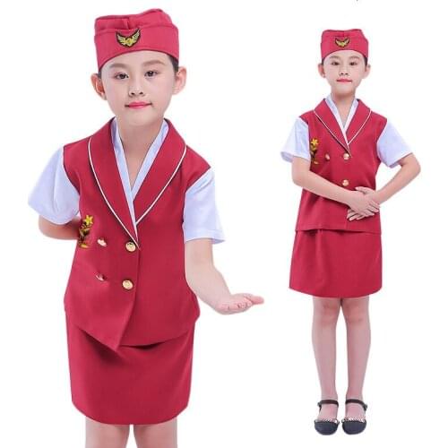 Sexy stewardess suits girl stewardess dress sexy flight attendant dress but role-playing uniform for child
