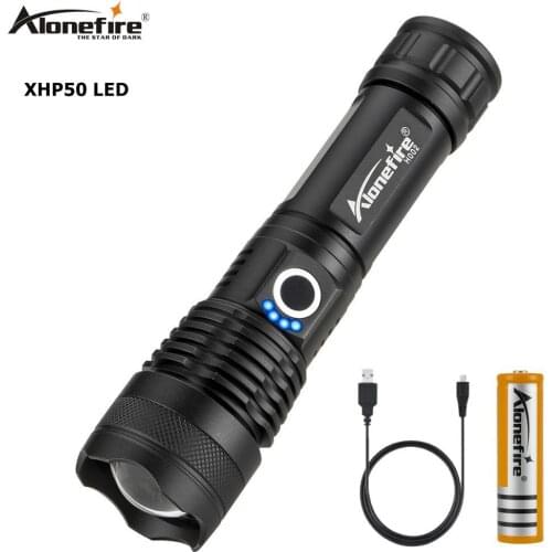 AloneFire H002 XHP50 LED Flashlight Convoy Lens Powerful 26650 Battery Tactical LED Flash Light Rotary Zoom LED Torch
