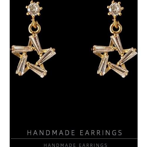 Drop Earrings for Women Fashion Zircon Five Pointed Star Simple Earrings Light Luxury Pendants Jewelry Accessories Wholesale