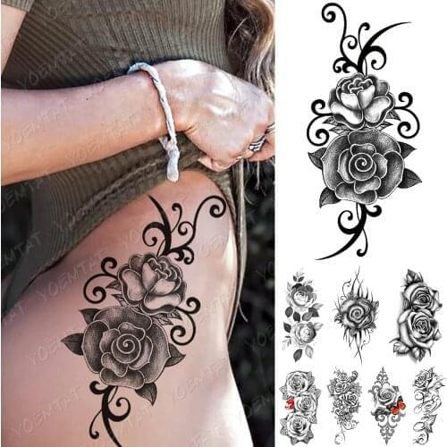 Waterproof Temporary Tattoo Sticker Lip Butterfly Rose Lotus Tattoos Totem Flowers Body Art Arm Fake Sleeve Tatoo Women Men