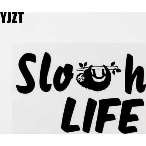 YJZT 13CM×7.9CM Fashion Animal Sloth Life Vinyl Car Window Sticker Decal Black/Silver 8C-0642