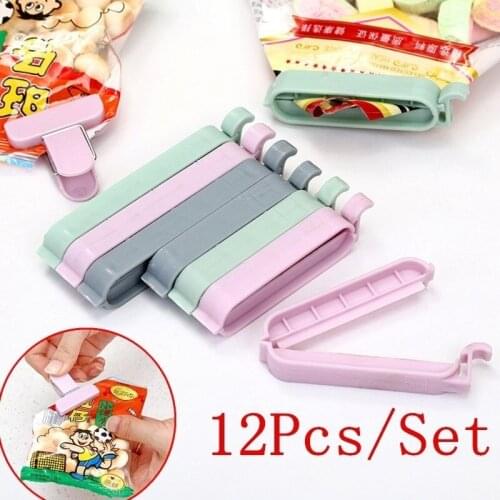 12 Pcs / set Bag Clips Househoud Food Storage Bag Sealer Kitchen Tool accessories Mini Vacuum Sealer Clamp Food Clip