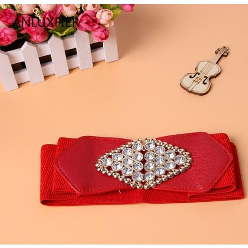 H9872 Korean Women Elastic Waistband Girl Wide Belt Diamond Decoration High Quality Fashion Waist Seal Female Luxury Cummerbunds
