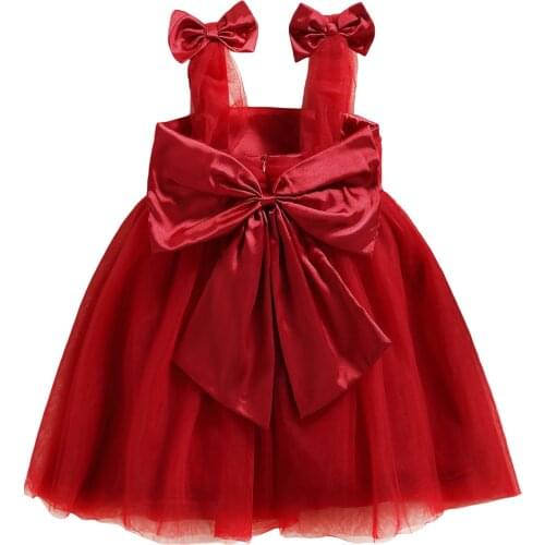 Ma&Baby 6M-5Y Summer Toddler Baby Kid Girls Dress Christmas Red Bow Tulle Dresses For Girls Party Birthday Xmas DD43