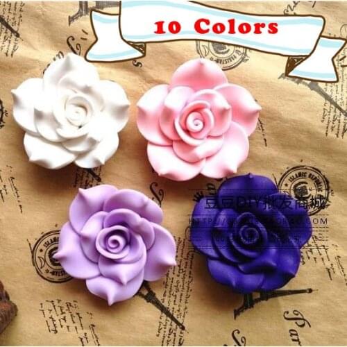 10pcs/lot 4.2cm Cell Phone Case Decoration polymer clay Resin Rose Flower Charms
