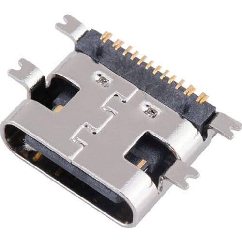 10pcs USB-3.1 SMT 16P USB Connector Type C Horizontal Mid Mount Female 1.6mm through board 0.8mm for charger adapter DIY Type C