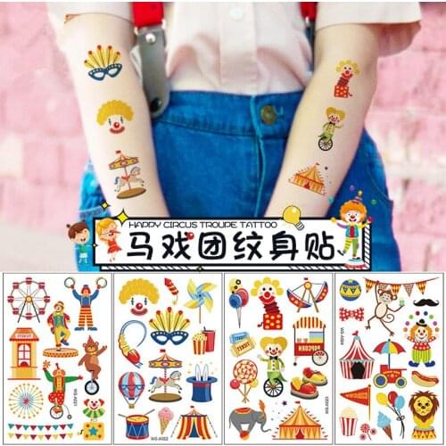 10pcs Cartoon Animal Body Art Tattoo Children Birthday Party Supplies Kids Toys Happy Circus Troude Temporary Tattoo Sticker
