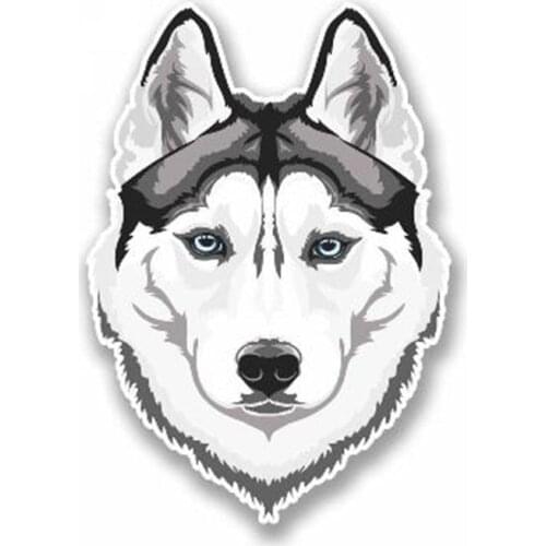 13cm x 10cm Car Sticker White Husky Wolf Vinyl Sticker Laptop Travel Luggage Siberian Husky Car Styling Accessories