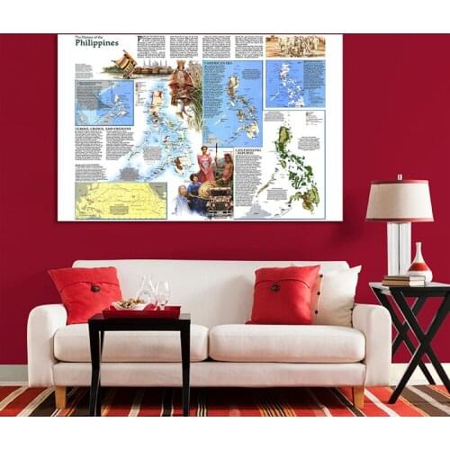 225x150cm Vintage Philippines Map 1986 Non-woven Foldable Southeast Asian Style Art Paper Painting Home Wall Decor Poster