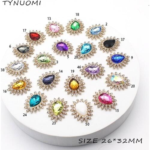 New Product 5 Pieces/Batch of 26*32MM Alloy Acrylic Water Drop Rhinestone Jewelry DIY Clothes Hair Rope Craft Jewelry Accessorie