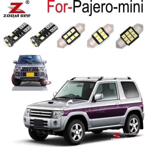 8pcs LED plate lamp + LED indoor bulb interior dome roof light kit For Mitsubishi Pajero mini For Nissan Kix 1994 2000 to 2012