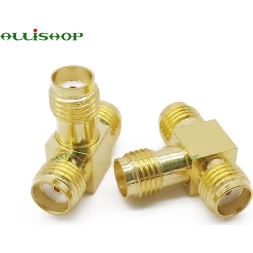 SMA Female T Type Adapter SMA Female to Female Adapter SMA Jack To 2 SMA Jack RF Connector Triple Brass Gold Plating