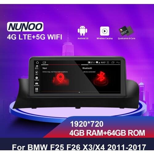 Nunoo Qualcomm Carplay For BMW F25 F26 X3X4 2013-2017 10.25 Inch Car Radio Multimedia Video Player Navigation Android 10.0 IPS