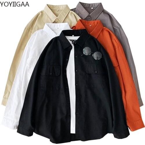 Solid Color Women Blouses Long Sleeve Shirts Office Lady Tops Turn Down Collar Womens Girls Shirt Blouse Harajuku Woman Blouses