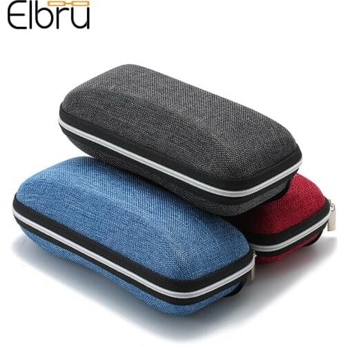 Elbru Protable Sunglasses Protector Travel Pack Pouch Glasses Case 1Pcs Black Zipper Box Hard Eyewear Accessories Cases Leather