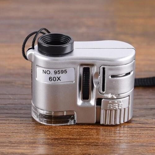 60X Pocket Microscope Portable Multifunction Microscope with Light with Counterfeit Magnifier LED UV Lamp