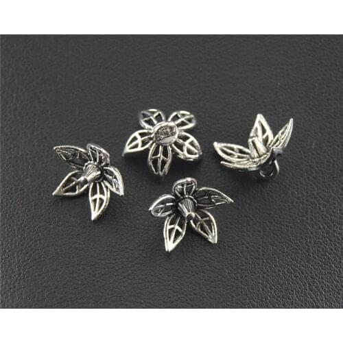 30pcs Silver Color Filigree flower Beads Caps End Caps For Jewelry Accessories Crafts 6x11mm A1482