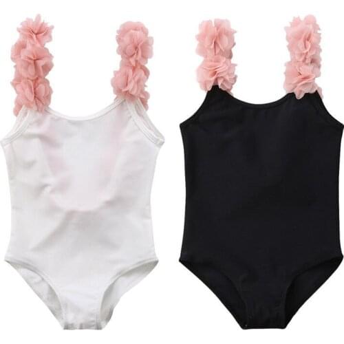 Summer Fashion Kids Baby Girls 3D Flower Ruffled Cross Bandage Swimwear Swimsuit Bathing Suit