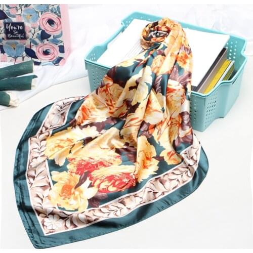 Fashion Silk Satin Hijab Scarf For Women Square Shawls Bandana Head Scarfs Female 90*90cm Scarves For Ladies Dropship Spring NEW