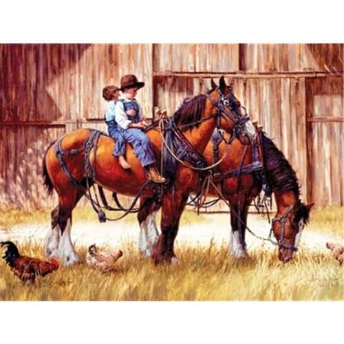 Horse Animal Printed Fabric 11CT Cross Stitch DIY Embroidery Complete Kit DMC Threads Craft Handmade Knitting Hobby Decor