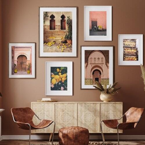 Wall Art Canvas Painting Moroccan Door Mosque Lemon kitchen Nordic Posters And Prints Boho Decoration Pictures For Living Room