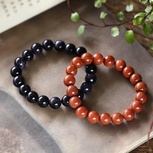 Natural Gold Jade Stone Aventurine Beads Bangle Elastic Bracelet Fashion Charm Jewelry Carved Amulet Gifts for Women Men