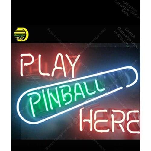 Neon Sign for Play Pinball here Glass Tube Neon Bulb Signboard decorate restaurant board sign Advertisement Sign Lighting Board